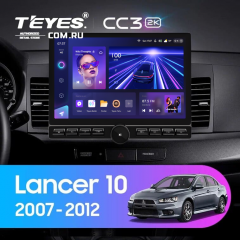 Штатная магнитола Teyes CC3 2K 6/128 Mitsubishi Lancer 10 CY (2007-2012) Тип-A (13" с кнопками)