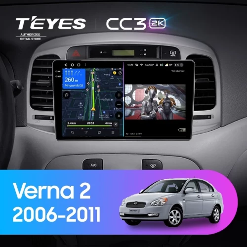 Штатная магнитола Teyes CC3 2K 4/64 Hyundai Verna 2 (2006-2011)