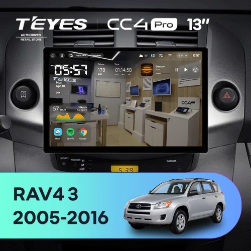 Штатная магнитола Teyes CC4 Pro 8/128 Toyota RAV4 3 XA30 (2005-2016) F1 (13")