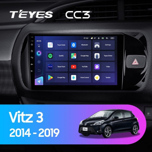 Штатная магнитола Teyes CC3 4/64 Toyota Vitz III XP130 (2014-2019) Правый руль