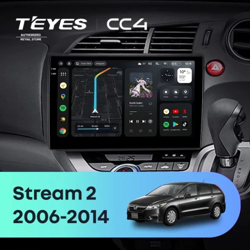 Штатная магнитола Teyes CC4 8/128 Honda Stream 2 (2006-2014) правый руль