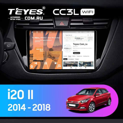 Штатная магнитола Teyes CC3L WiFi 2/32 Hyundai i20 2 GB (2014-2018) Правый руль