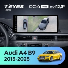 Штатная магнитола Teyes CC4 Pro 12.3" 360 12/256 Audi A4 B9 (2015-2025)