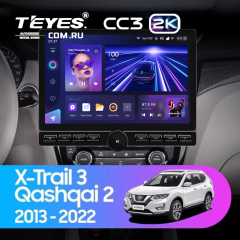 Штатная магнитола Teyes CC3 2K 6/128 Nissan X-Trail 3 T32 (2013-2022) F2 Тип-C (13" с кнопками)