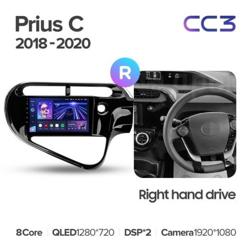 Штатная магнитола Teyes CC3L 4/64 Toyota Prius C (2018-2020) Правый руль