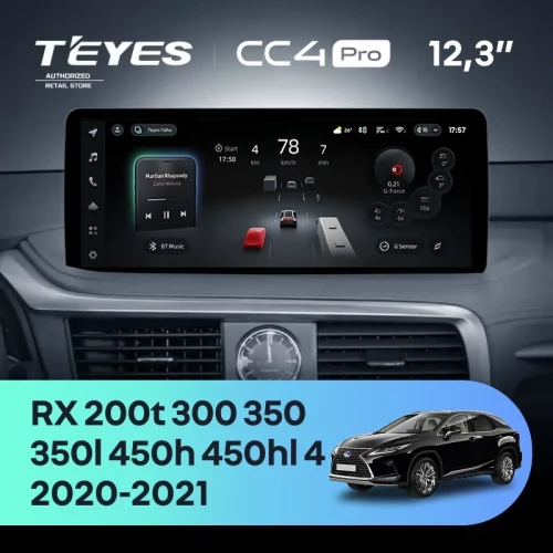 Штатная магнитола Teyes CC4 Pro 12.3" 12/256 Lexus RX200t RX300 RX350 RX350l RX450h RX450hl AL20 IV (2020-2021)