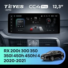 Штатная магнитола Teyes CC4 Pro 12.3" 12/256 Lexus RX200t RX300 RX350 RX350l RX450h RX450hl AL20 IV (2020-2021)