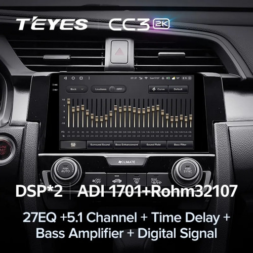Штатная магнитола Teyes CC3 2K 4/64 Honda Civic 10 FC FK (2015-2020)