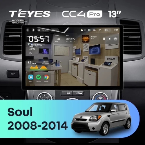 Штатная магнитола Teyes CC4 Pro 12/256 Kia Soul 1 (2008-2014) (13")