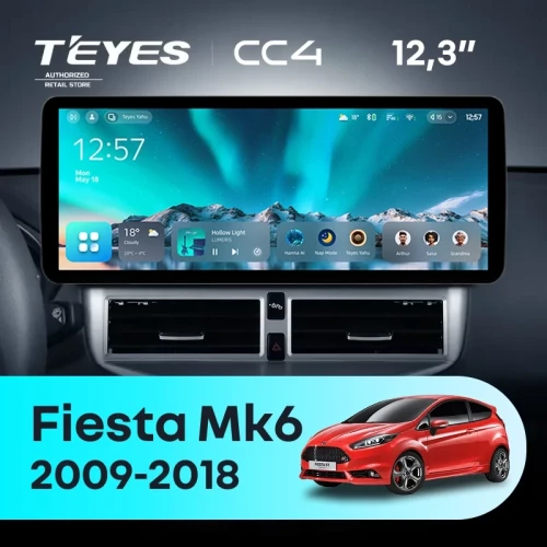 Штатная магнитола Teyes CC4 12.3" 6/64 Ford Fiesta Mk 6 (2009-2012) Тип-A