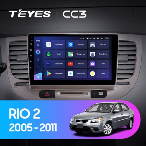 Штатная магнитола Teyes CC3 4/64 Kia Rio 2 (2005-2011) F1