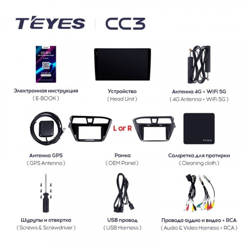 Штатная магнитола Teyes CC3 4/64 Hyundai i20 2 GB (2014-2018)