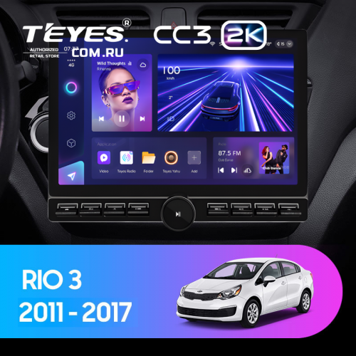 Штатная магнитола Teyes CC3 2K 6/128 Kia Rio 3 (2011-2017) (13" с кнопками)