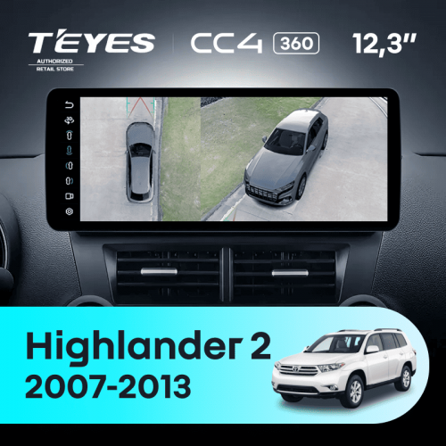Штатная магнитола Teyes CC4 12.3" 360 8/128 Toyota Highlander 2 XU40 (2007-2013)