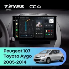 Штатная магнитола Teyes CC4 8/128 Peugeot 107 (2005-2014)