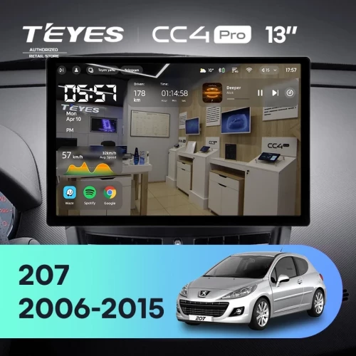 Штатная магнитола Teyes CC4 Pro 12/256 Peugeot 207 (2006-2015) (13")
