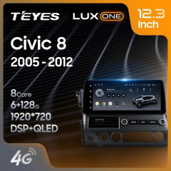 Штатная магнитола Teyes LUX ONE 6/128 Honda Civic 8 FK FN FD (2005-2012)