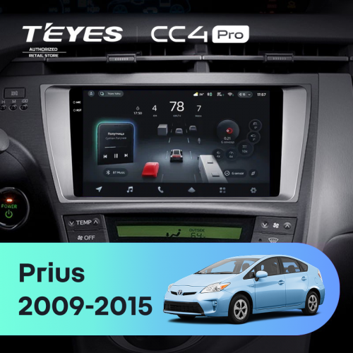 Штатная магнитола Teyes CC4 Pro 8/128 Toyota Prius XW30 (2009-2015)
