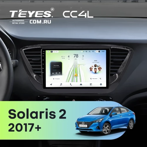 Штатная магнитола Teyes CC4L 4/64 Hyundai Solaris 2 (2017-2020) F3 (черный глянец) Тип-A