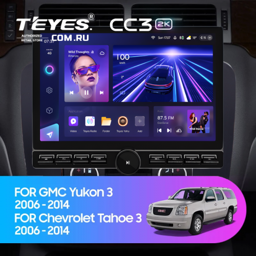 Штатная магнитола Teyes CC3 2K 6/128 Chevrolet Tahoe (2006-2014) (13" с кнопками) (Черная)