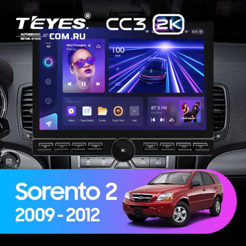 Штатная магнитола Teyes CC3 2K 6/128 Kia Sorento 2 XM (2009-2012) Тип-B (13" с кнопками)