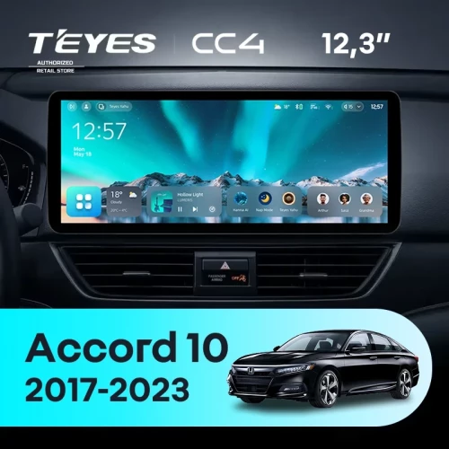 Штатная магнитола Teyes CC4 12.3" 6/64 Honda Accord 10 CV (2017-2023) Тип-A
