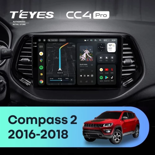 Штатная магнитола Teyes CC4 8/128 Jeep Compass 2 MP (2016-2018)