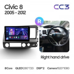 Штатная магнитола Teyes CC3 4/64 Honda Civic 8 FK FN FD (2005-2012) Правый руль