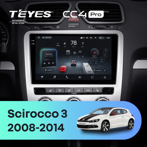Штатная магнитола Teyes CC4 Pro 8/128 Volkswagen Scirocco 3 (2008-2014) F4 (Серая)