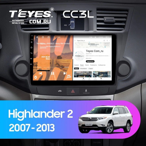 Штатная магнитола Teyes CC3L 4/32 Toyota Highlander 2 XU40 (2007-2013) F2 10"