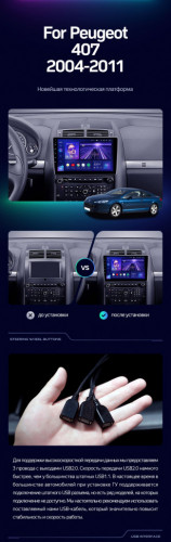 Штатная магнитола Teyes CC3 4/64 Peugeot 407 (2004-2011) F1