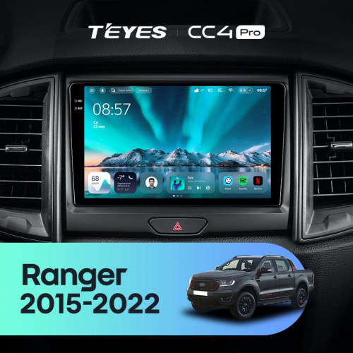 Штатная магнитола Teyes CC4 Pro 8/128 Ford Ranger P703 (2015-2022) Тип-B