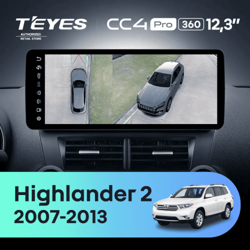 Штатная магнитола Teyes CC4 Pro 12.3" 360 12/256 Toyota Highlander 2 XU40 (2007-2013)