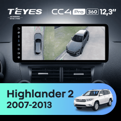 Штатная магнитола Teyes CC4 Pro 12.3" 360 12/256 Toyota Highlander 2 XU40 (2007-2013)