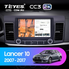 Штатная магнитола Teyes CC3 2K 4/64 Mitsubishi Lancer 10 (2007-2017) F3 с кнопками Тип-A