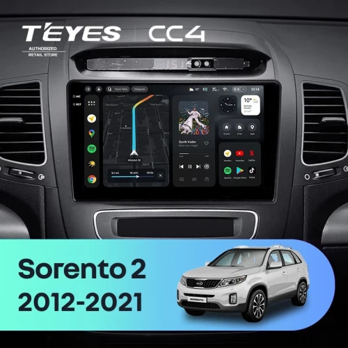 Штатная магнитола Teyes CC4 6/64 Kia Sorento 2 II XM (2012-2021) F2