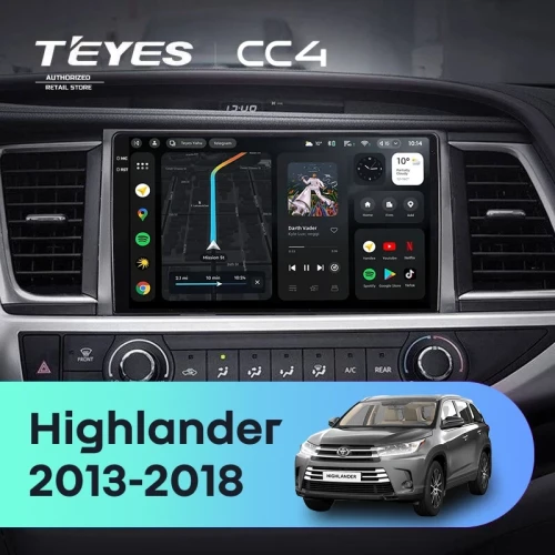 Штатная магнитола Teyes CC4 8/128 Toyota Highlander 3 XU50 (2013-2018)