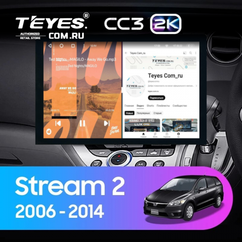 Штатная магнитола Teyes CC3 2K 4/64 Honda Stream 2 (2006-2014) Правый руль (13")