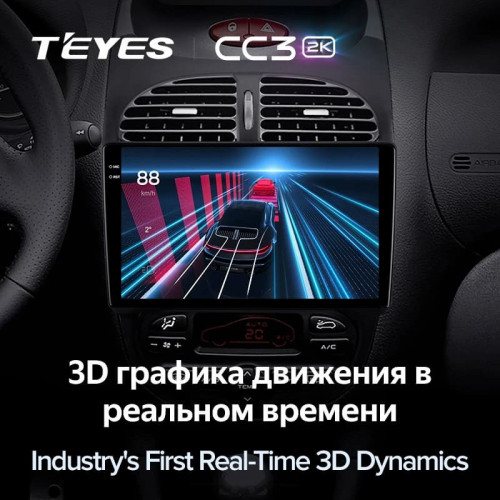Штатная магнитола Teyes CC3 2K 4/32 Peugeot 206 (1998-2012) F1