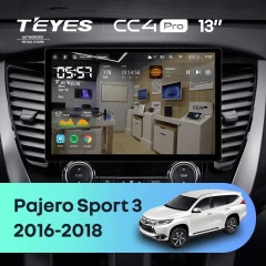 Штатная магнитола Teyes CC4 Pro 8/128 Mitsubishi Pajero Sport 3 (2016-2018) (13")