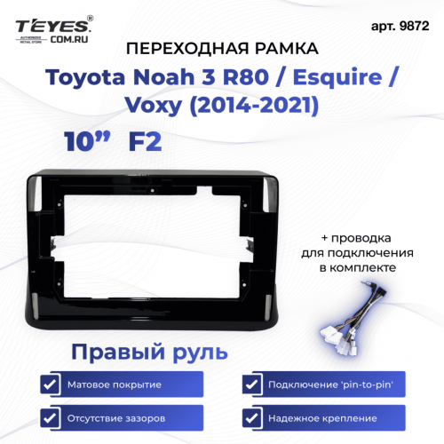 Переходная рамка Toyota Noah 3 R80 / Esquire / Voxy (2014-2021) F2 Правый руль (10")