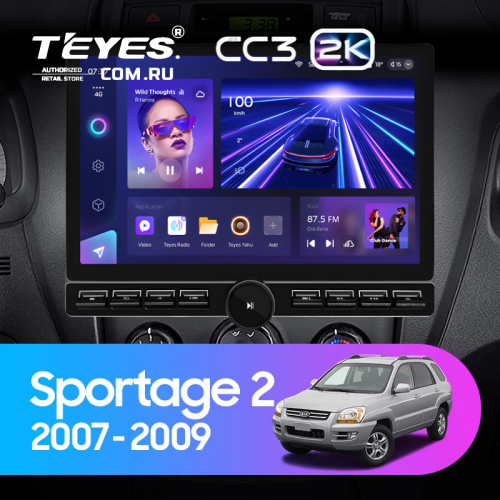 Штатная магнитола Teyes CC3 2K 6/128 Kia Sportage 2 (2007-2009) (13" с кнопками)