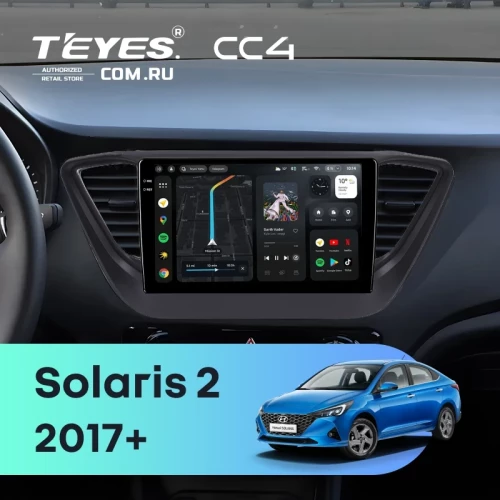Штатная магнитола Teyes CC4 6/64 Hyundai Solaris 2 (2017-2020) F2 (черный матовый) Тип-B