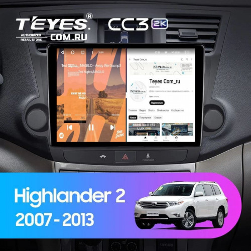 Штатная магнитола Teyes CC3 2K 4/64 Toyota Highlander 2 XU40 (2007-2013) F2 (13")