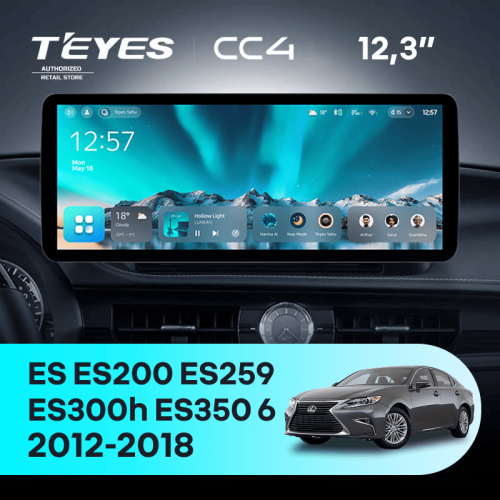 Штатная магнитола Teyes CC4 12.3" 8/128 Lexus ES ES200 ES250 ES300h ES350 XV60 VI 6 (2012-2018) Тип-A