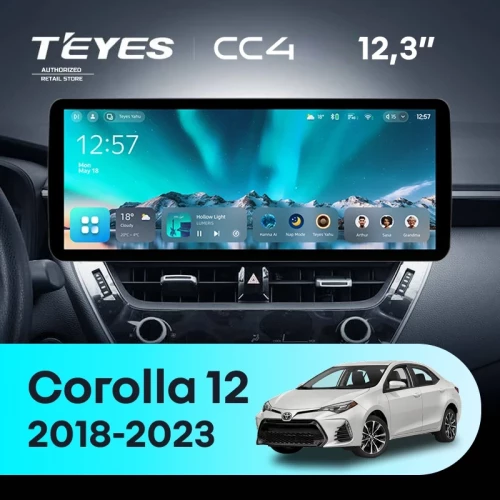 Штатная магнитола Teyes CC4 12.3" 6/64 Toyota Corolla 12 E210 XP210 (2018-2023) Тип-B