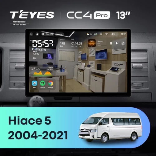 Штатная магнитола Teyes CC4 Pro 12/256 Toyota Hiace XH10 H200 (2004-2021) (13")