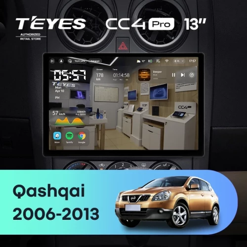 Штатная магнитола Teyes CC4 Pro 8/128 Nissan Qashqai 1 J10 (2006-2013) F1 (13")