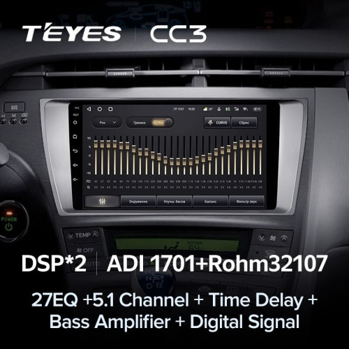 Штатная магнитола Teyes CC3 6/128 Toyota Prius 3 XW30 (2009-2015) F1 Правый руль