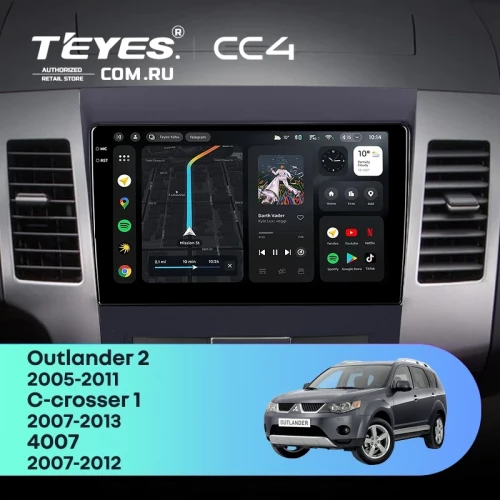 Штатная магнитола Teyes CC4 6/64 Mitsubishi Outlander 2 (2005-2011) Декор Тип-A